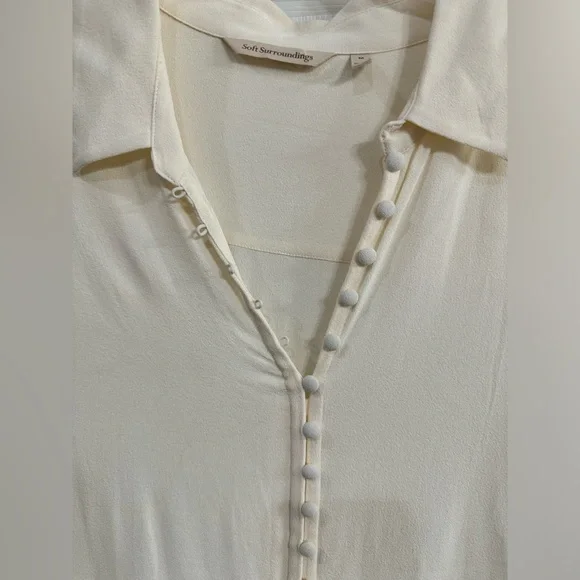 Soft Surroundings V-neck button down blouse - Picture 3 of 9